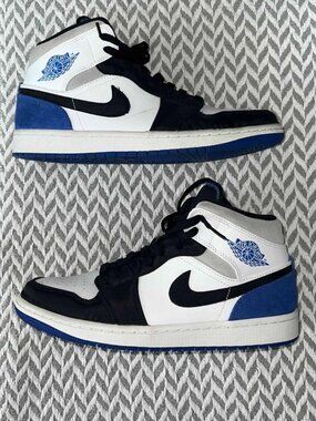 Air Jordan 1 Mid SE 'Royal Black Toe' Men's 9.5 Style 852542-102
